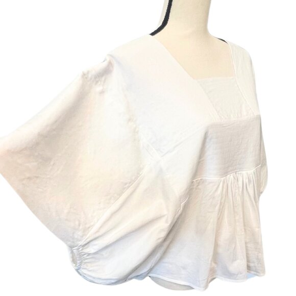 Rent the Runway Optic White Kimono Poplin Shirt One Size - Picture 1 of 16